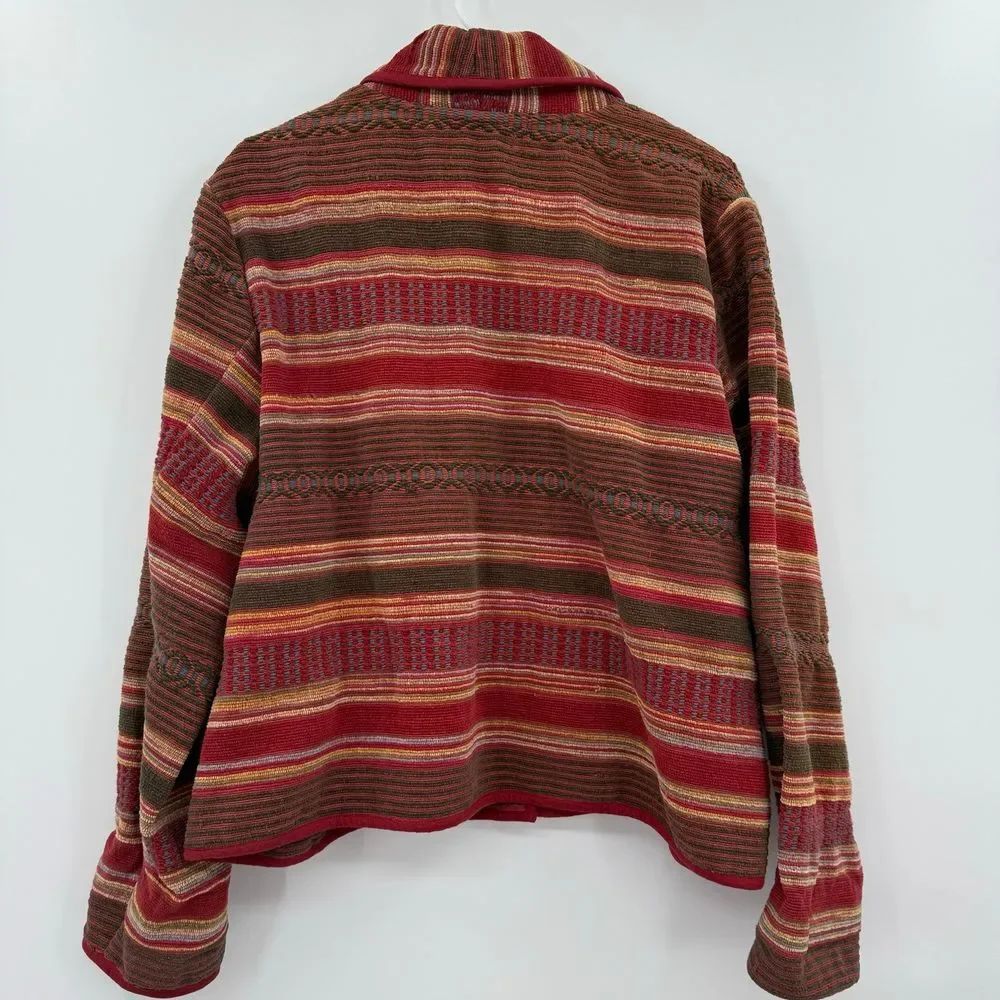 Women's vintage tower hill sports textured blazer‎ jacket western Aztec size 18